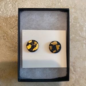 Studded black & gold earrings. Never worn!
